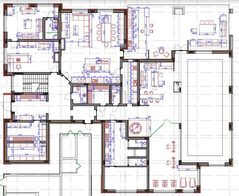 На фото — планировочное решение первого этажа загородного дома, дизайн проект «АвКубе»