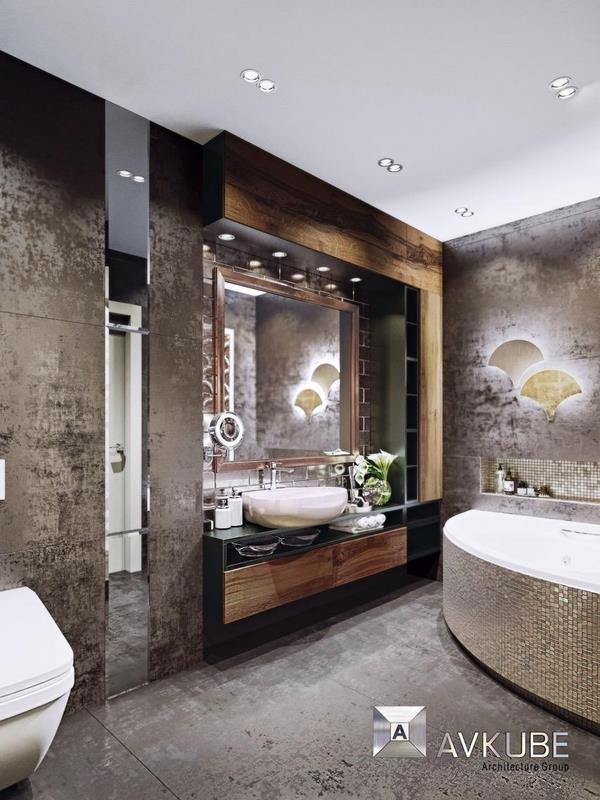 На фото – ванная в современном стиле от дизайнеров «АвКубе»