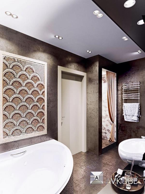 На фото – ванная комната по проекту квартиры на Мосфильмовской в Москве