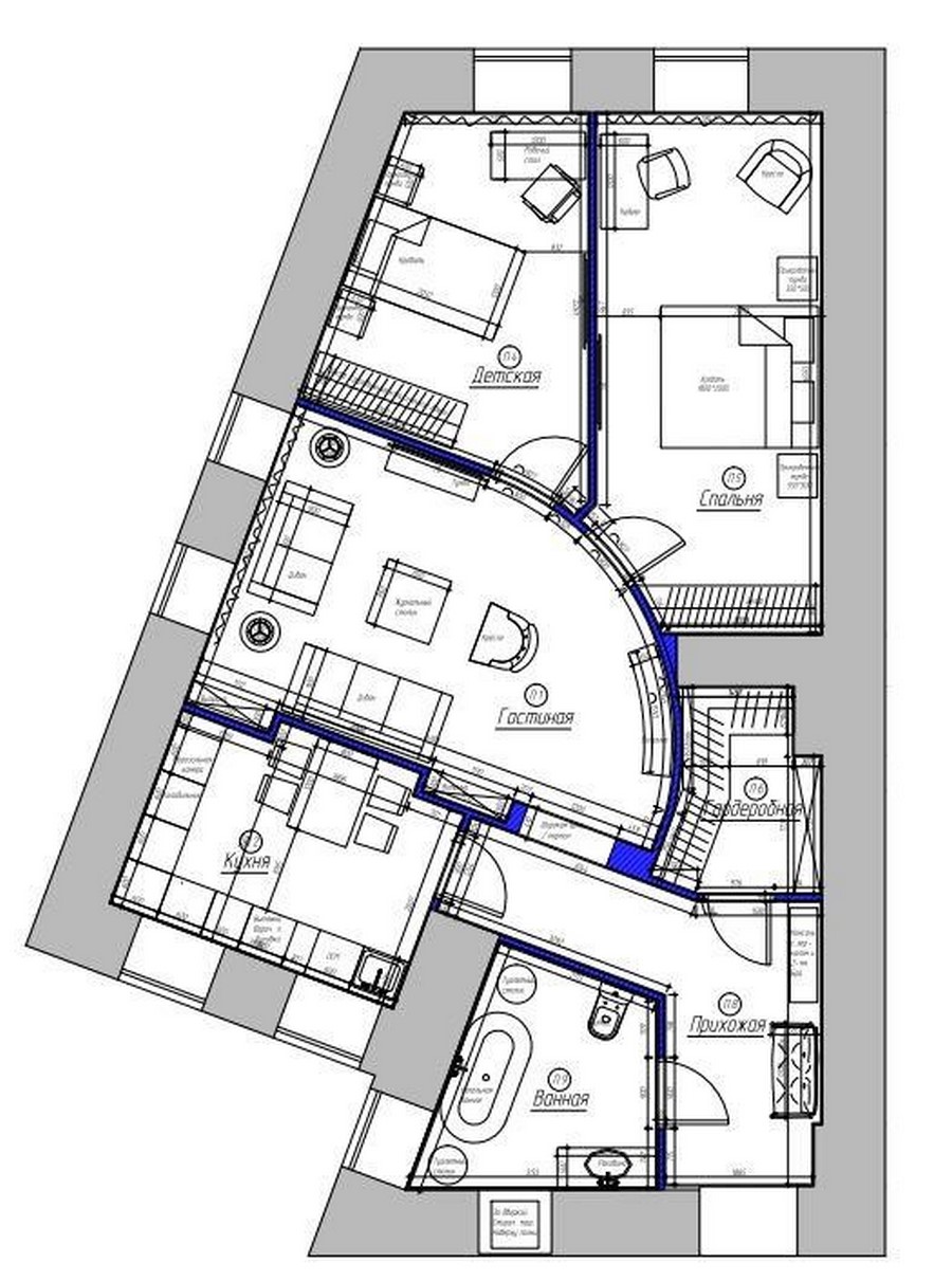 На фото — планировочное решение для квартиры в классическом стиле, дизайн проект «АвКубе»