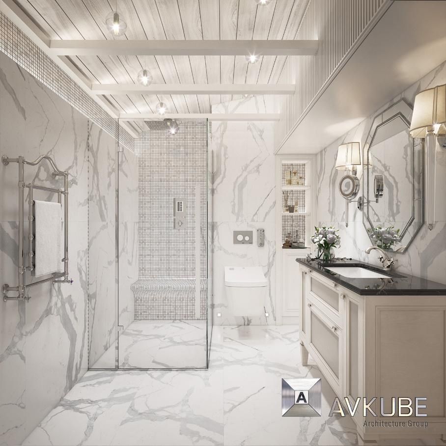 Дизайн-проект ванной комнаты в двухуровневой квартире