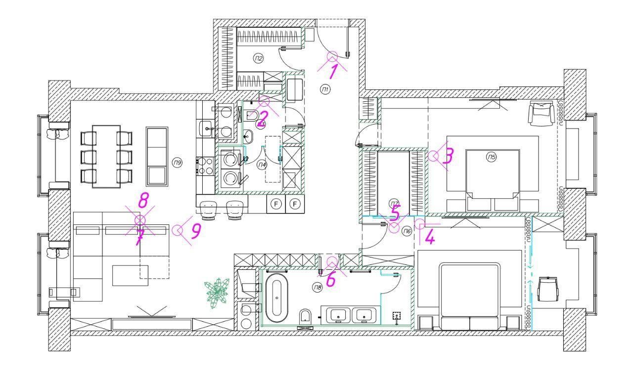 Планировка трехкомнатной квартиры в ЖК «Суббота» от «АвКубе»