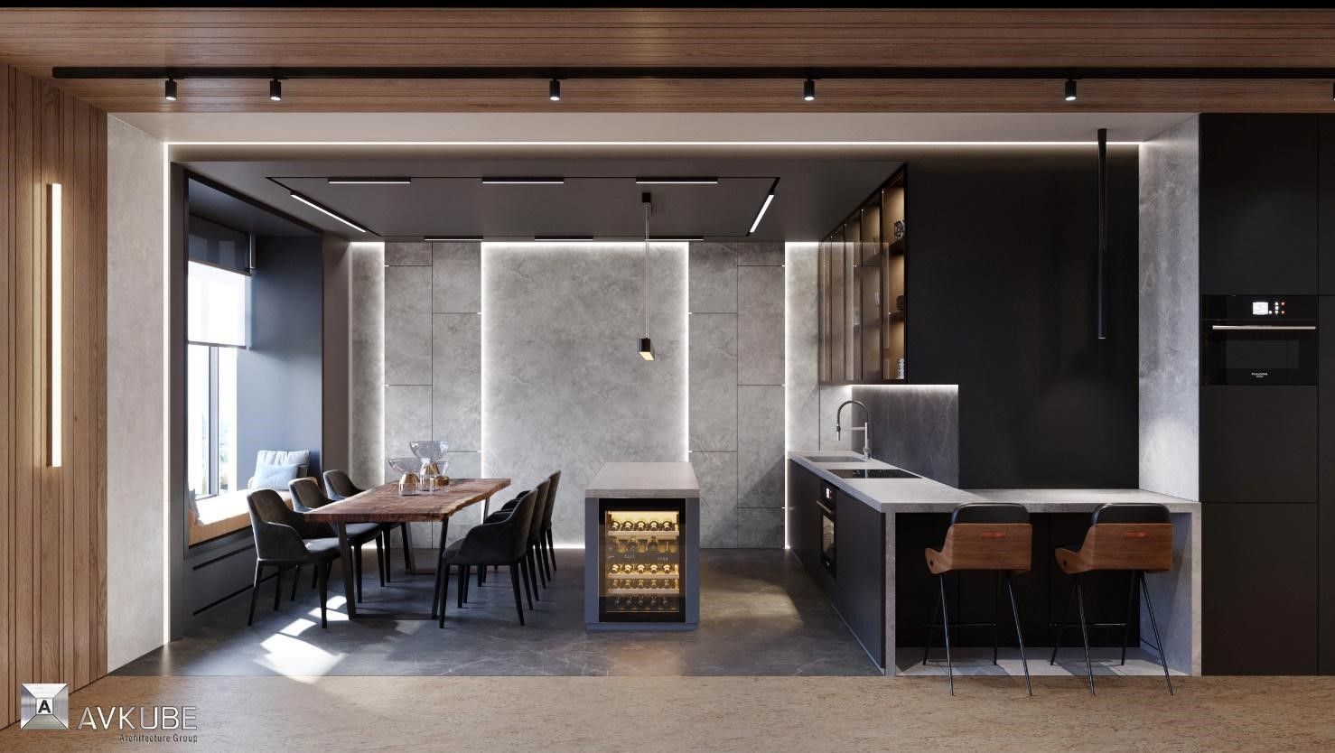 Кухня-гостиная в ЖК «Суббота», дизайн интерьера от «АвКубе»