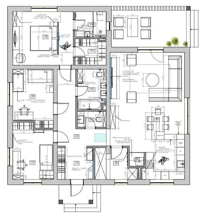 На фото — планировочное решение для индивидуального дома в современном стиле от «АвКубе»
