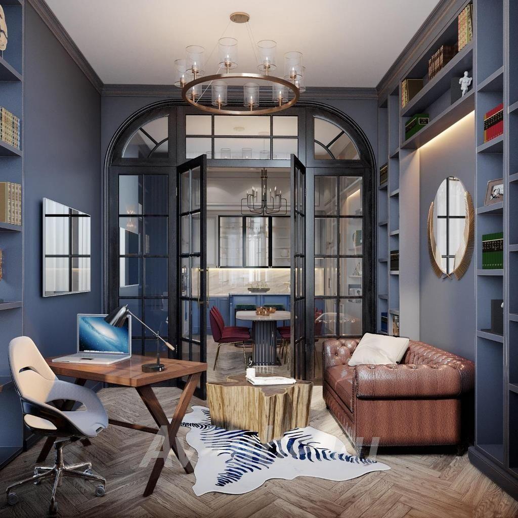 Дизайн квартиры в приглушенных синих тонах, дизайн проект студии «АвКубе»