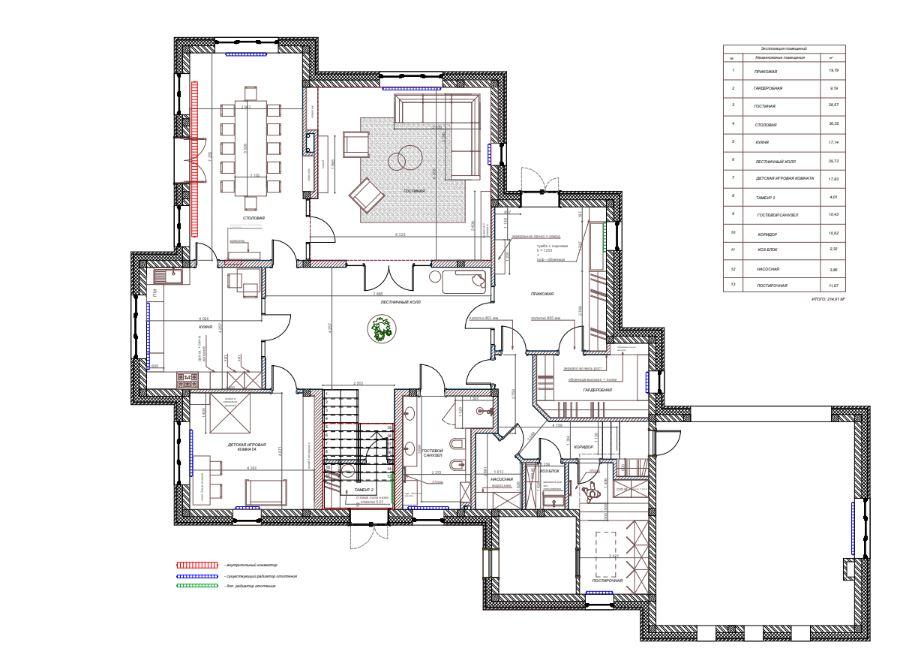 На фото — планировочное решение первого этажа коттеджа в современном классическом стиле, дизайн проект «АвКубе»