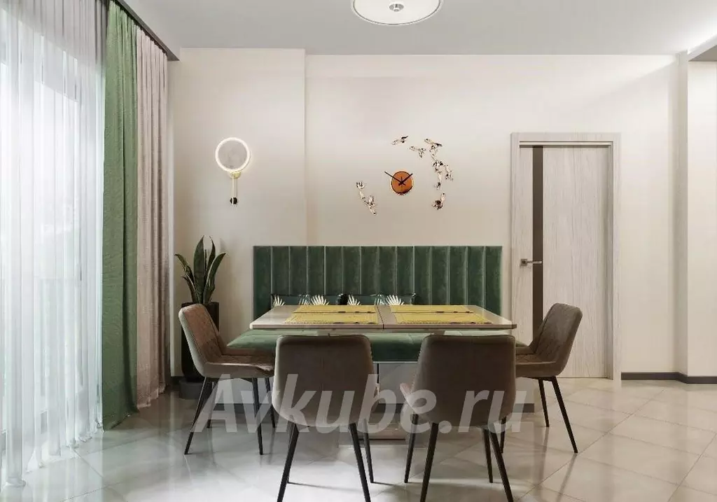 Зеленый цвет в интерьере, дизайн проект «АвКубе»