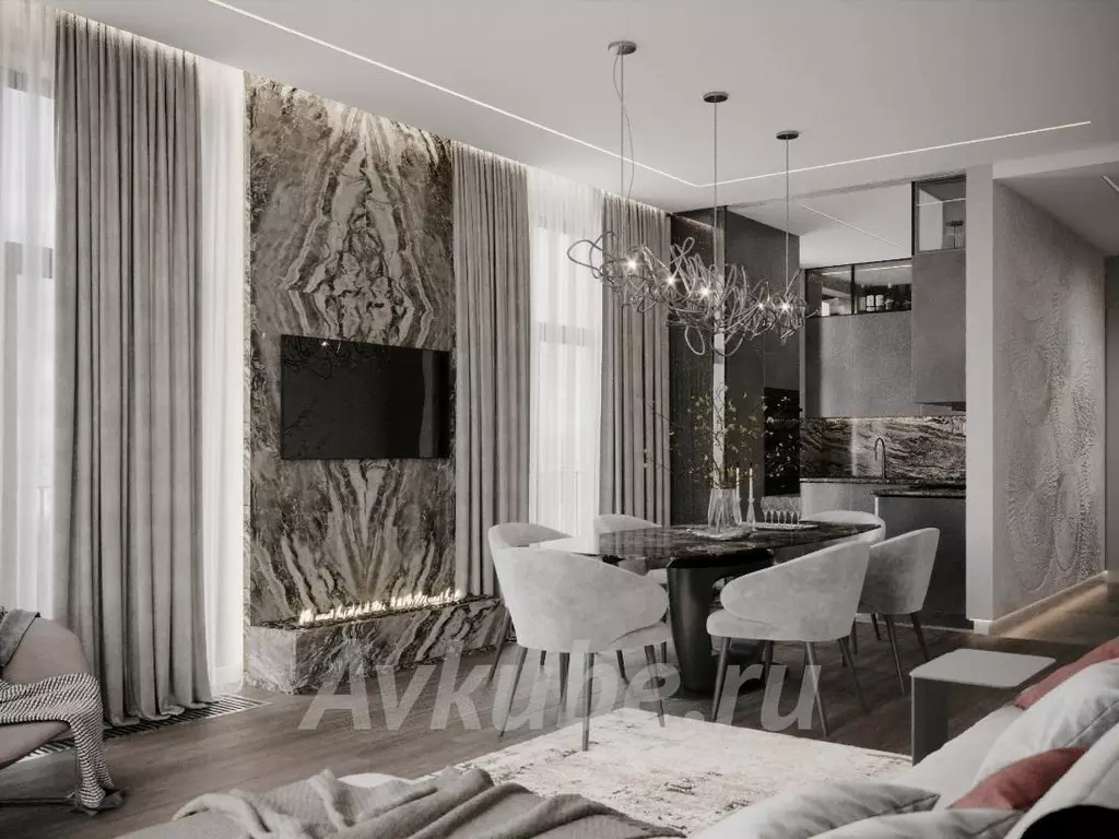 Современный стиль интерьера в квартире, студия дизайна «АвКубе»