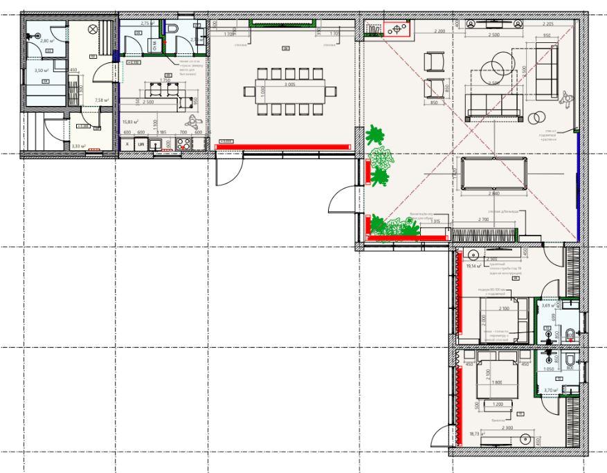На фото — планировочное решение для гостевого загородного дома в современном стиле от «АвКубе»